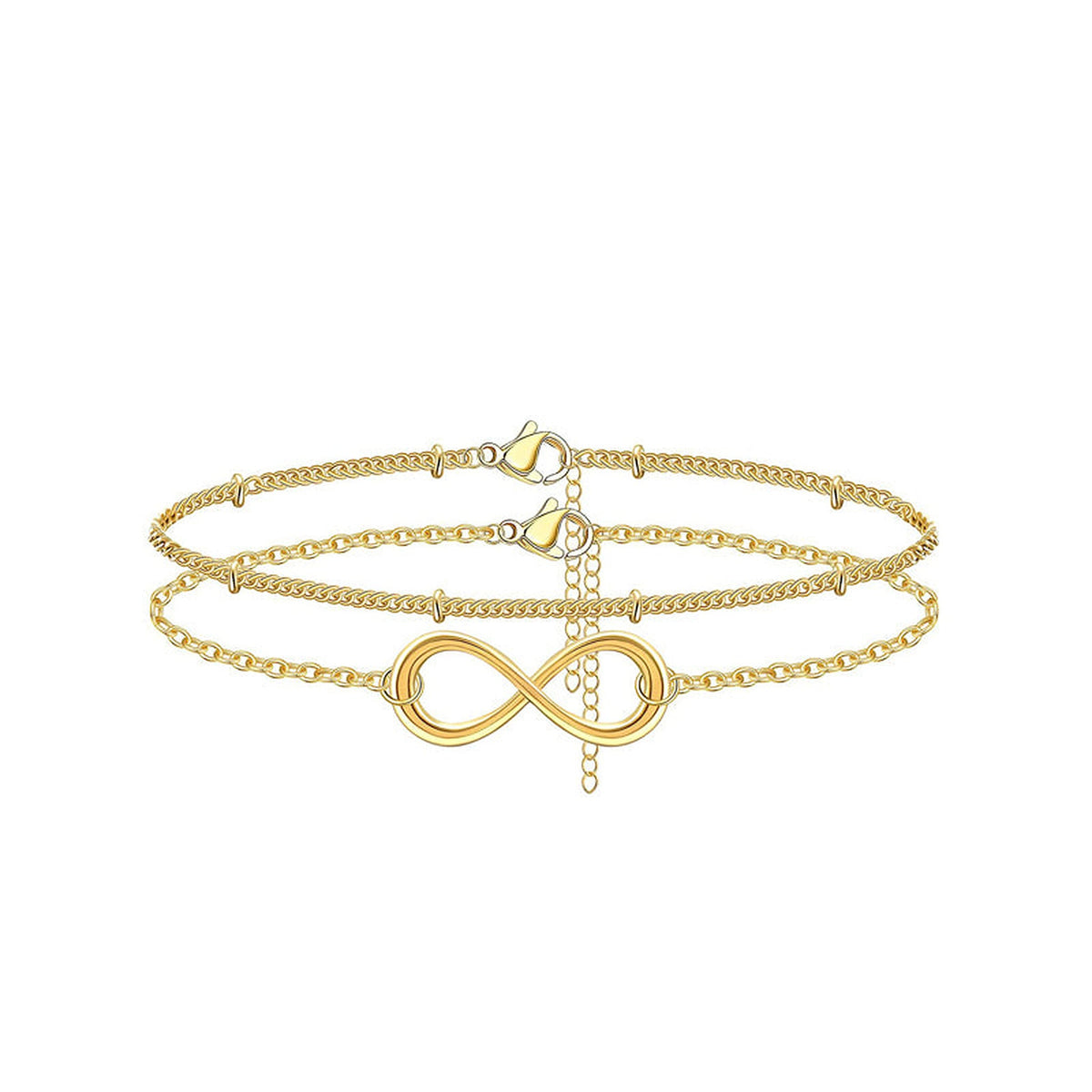 Dainty Gold-Tone Layered Bracelet for Women – Adjustable