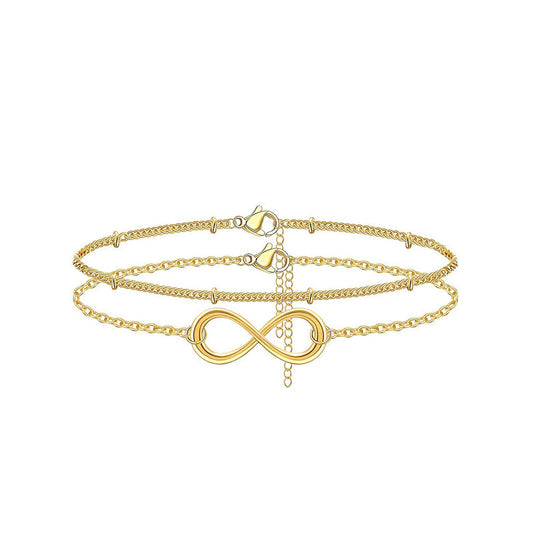 Dainty Gold-Tone Layered Bracelet for Women – Adjustable