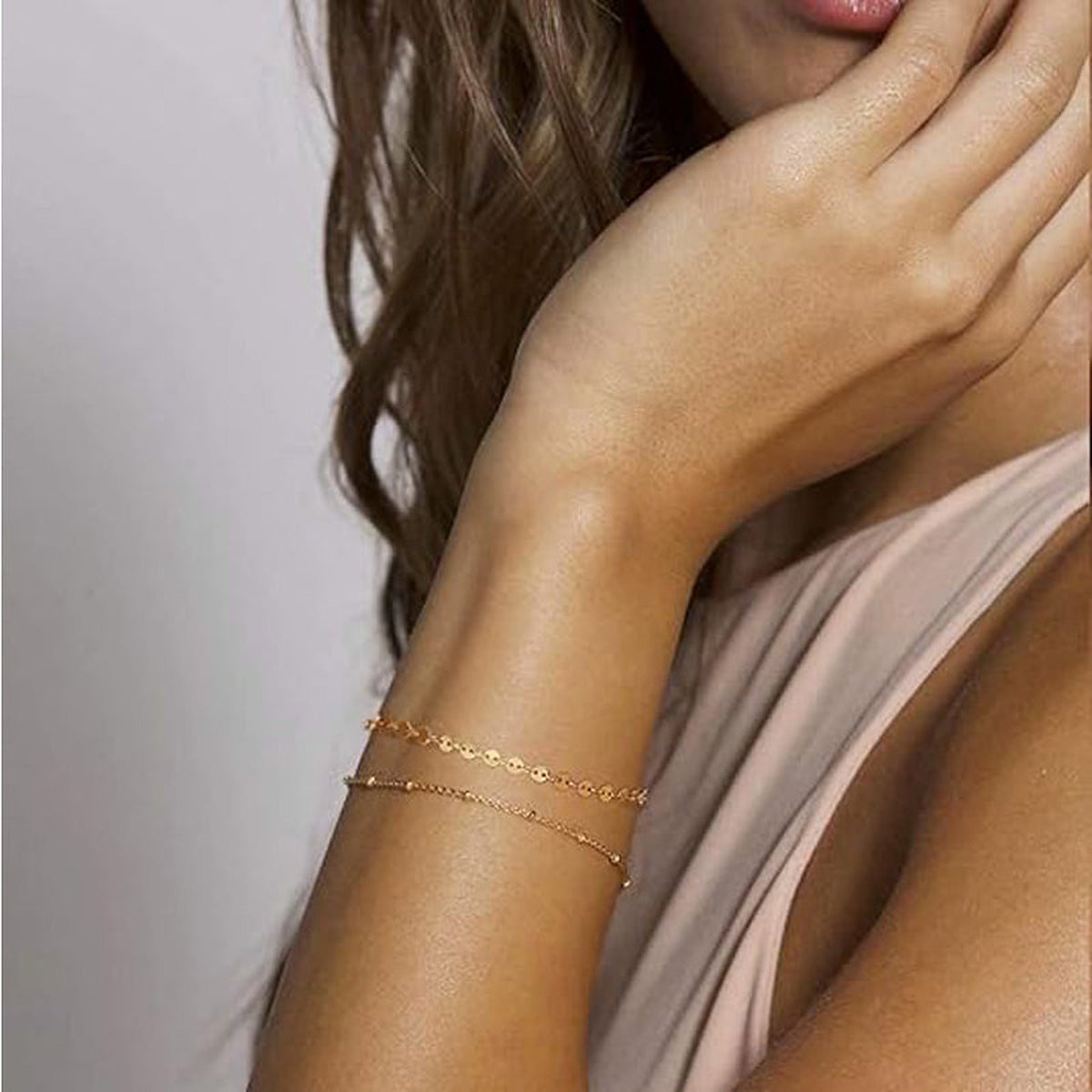 Dainty Gold-Tone Chain Bracelet for Women – Adjustable