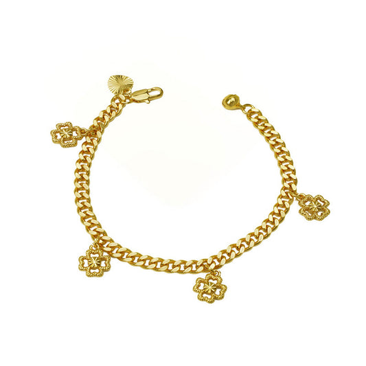 Gold-Tone Four Leaf Clover Bracelet for Women