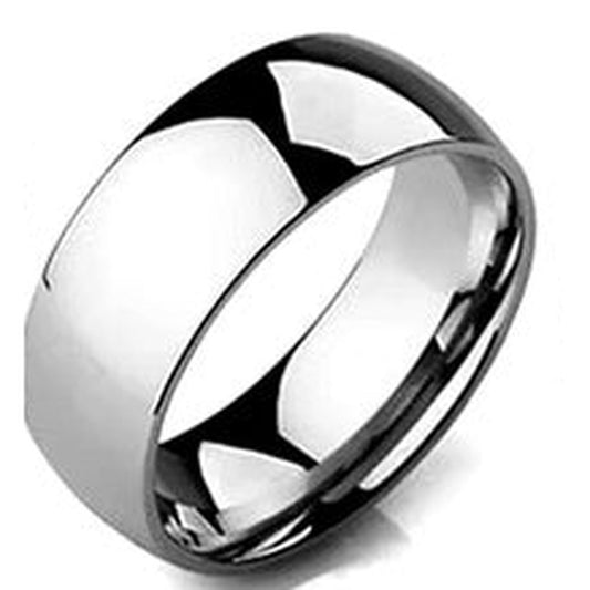 Polished Silver-Tone Metal Band Ring – 8mm