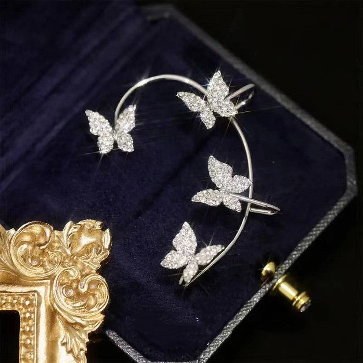 Silver-Tone Butterfly Ear Cuff & Hook Earrings