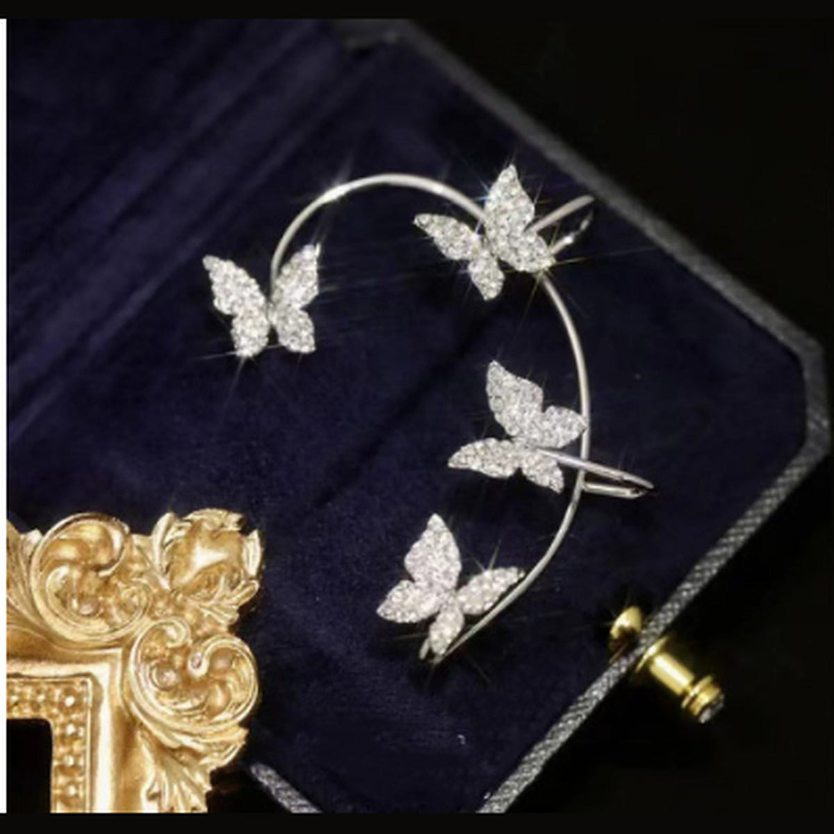 Silver-Tone Butterfly Ear Cuff & Hook Earrings