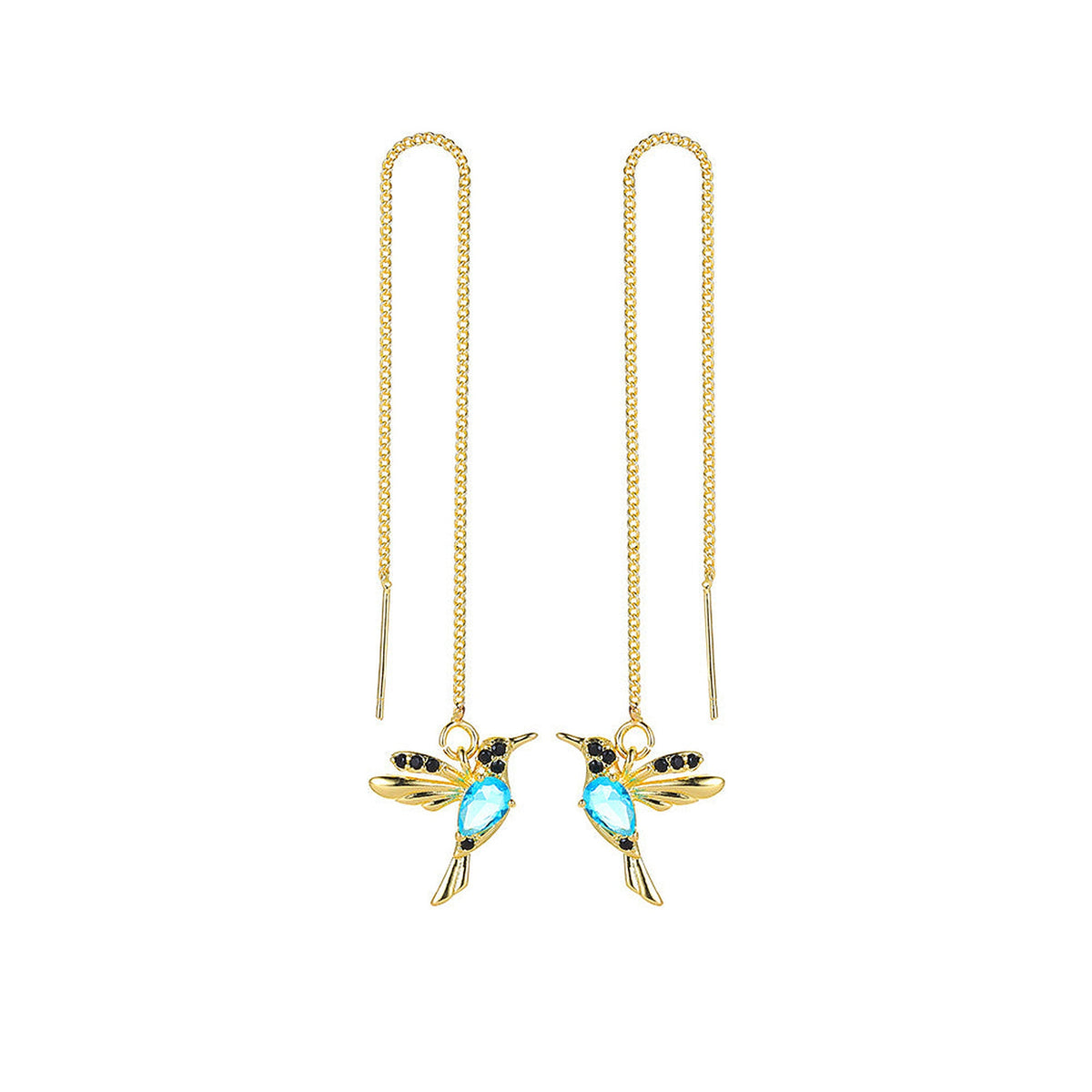 Hummingbird Drop Earrings – Long Bird Dangle Earrings