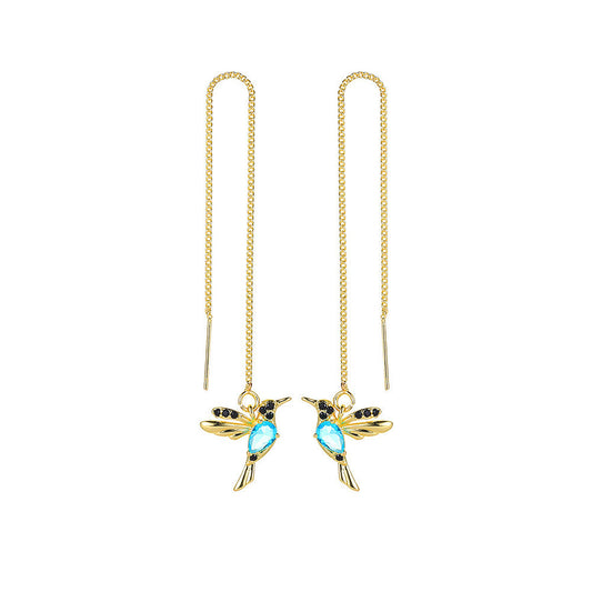 Hummingbird Drop Earrings – Long Bird Dangle Earrings