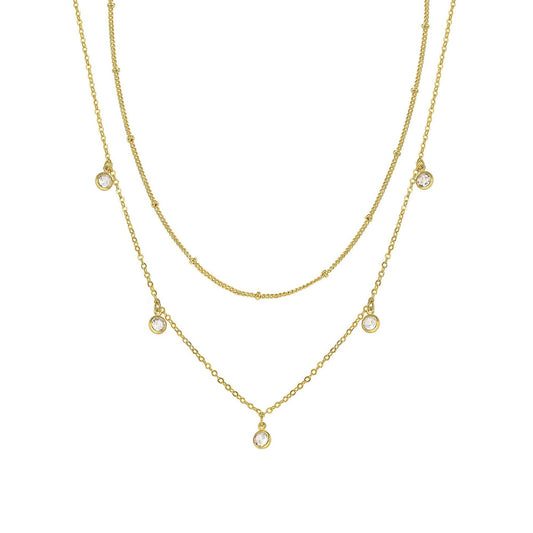 Colourful Waterdrop Chain Necklace – Dainty Sparkle