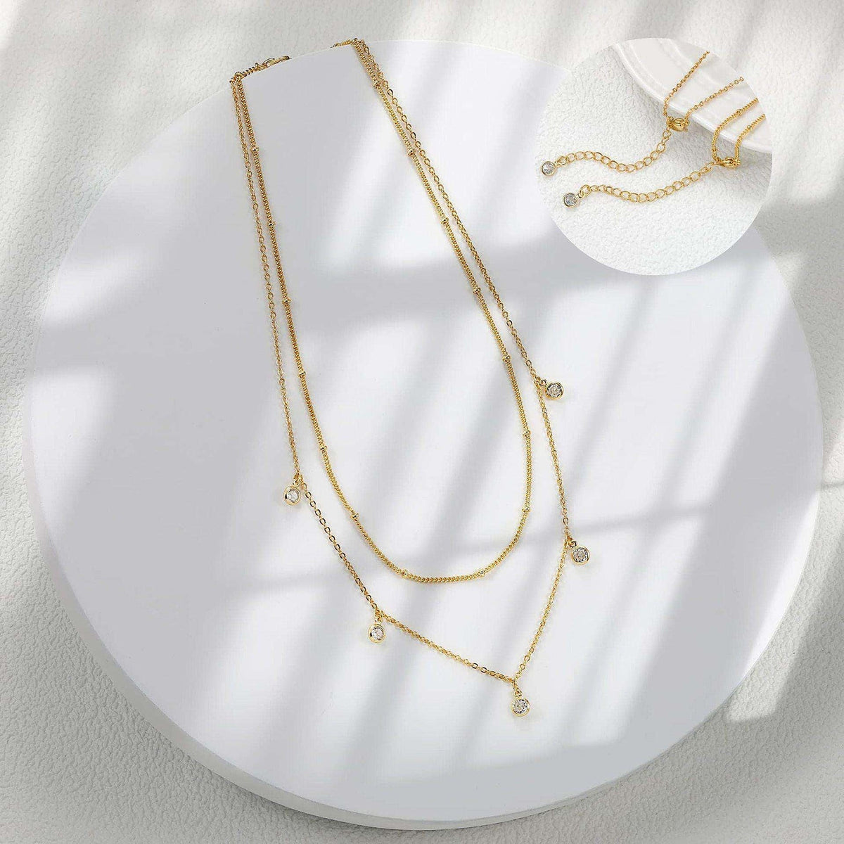 Colourful Waterdrop Chain Necklace – Dainty Sparkle