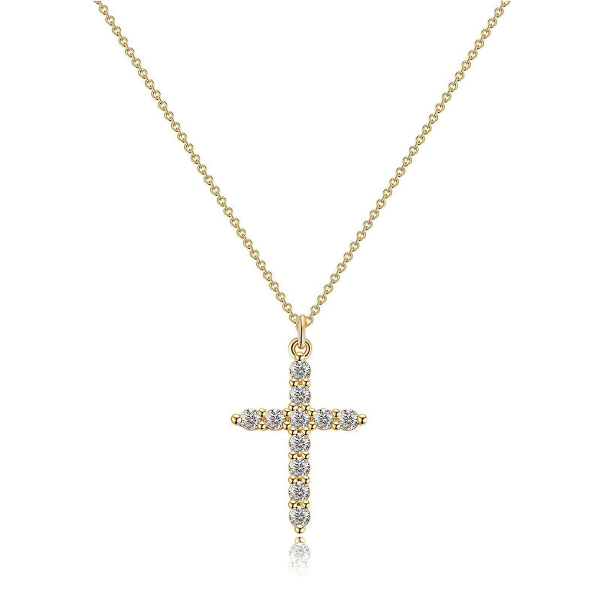 Sideways Cross Necklace with CZ – Dainty for Women