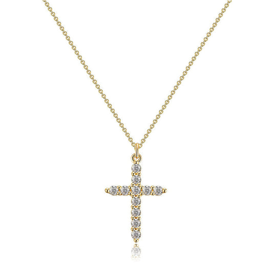 Sideways Cross Necklace with CZ – Dainty for Women