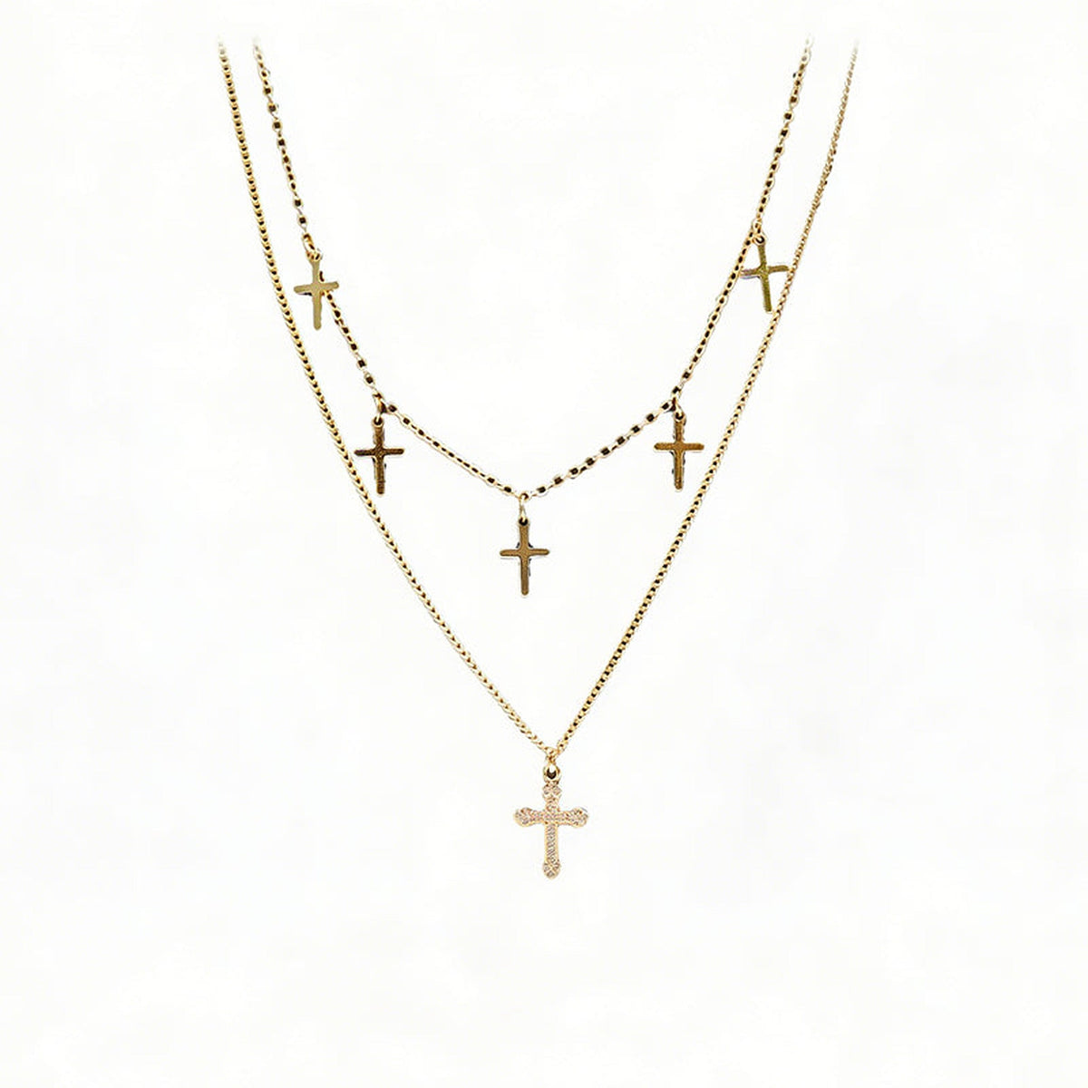 Gold-Tone Cross Heart Choker Necklace for Women