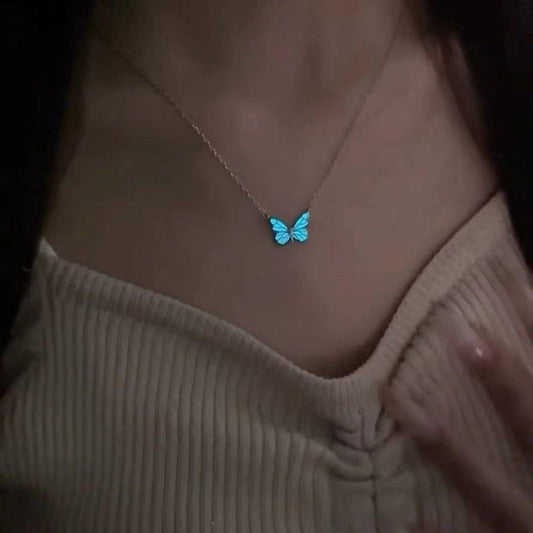 Glow in the Dark Butterfly Necklace – Black & White
