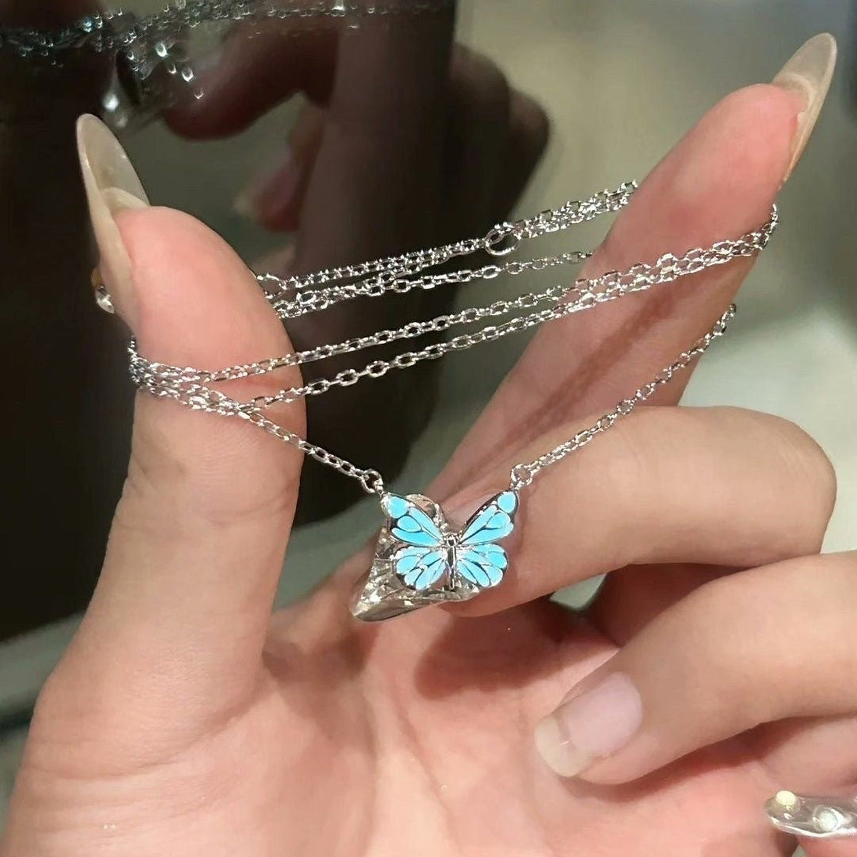 Glow in the Dark Butterfly Necklace – Black & White