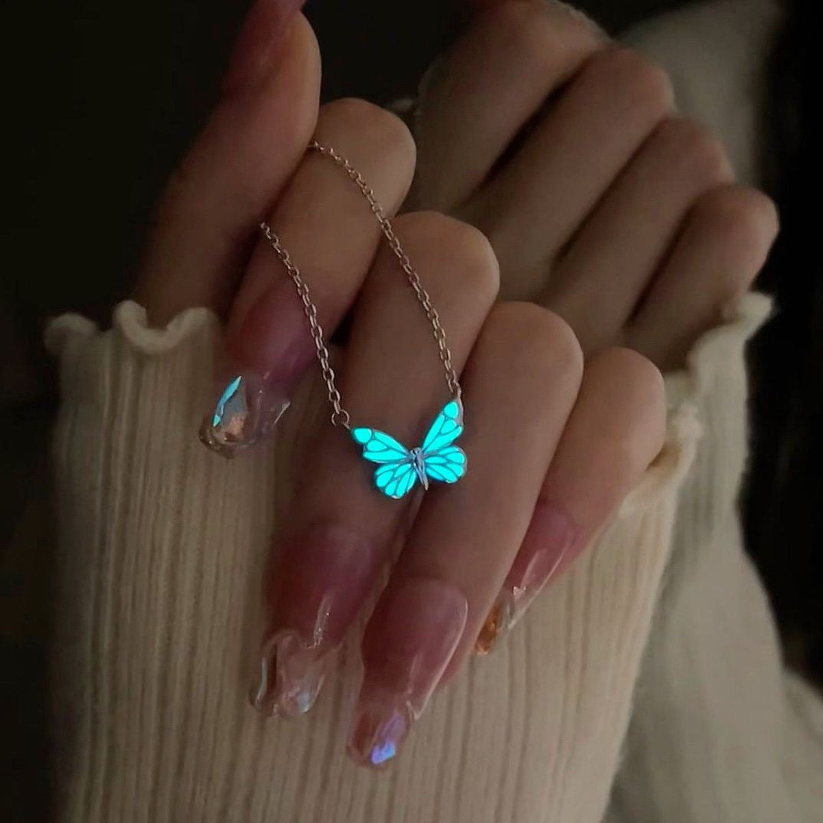 Glow in the Dark Butterfly Necklace – Black & White