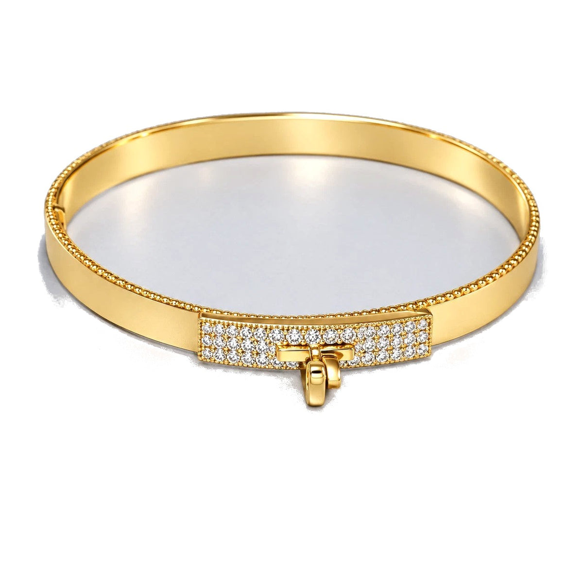 Pave Crystal Bar Bangle - Gold-Tone, Stackable