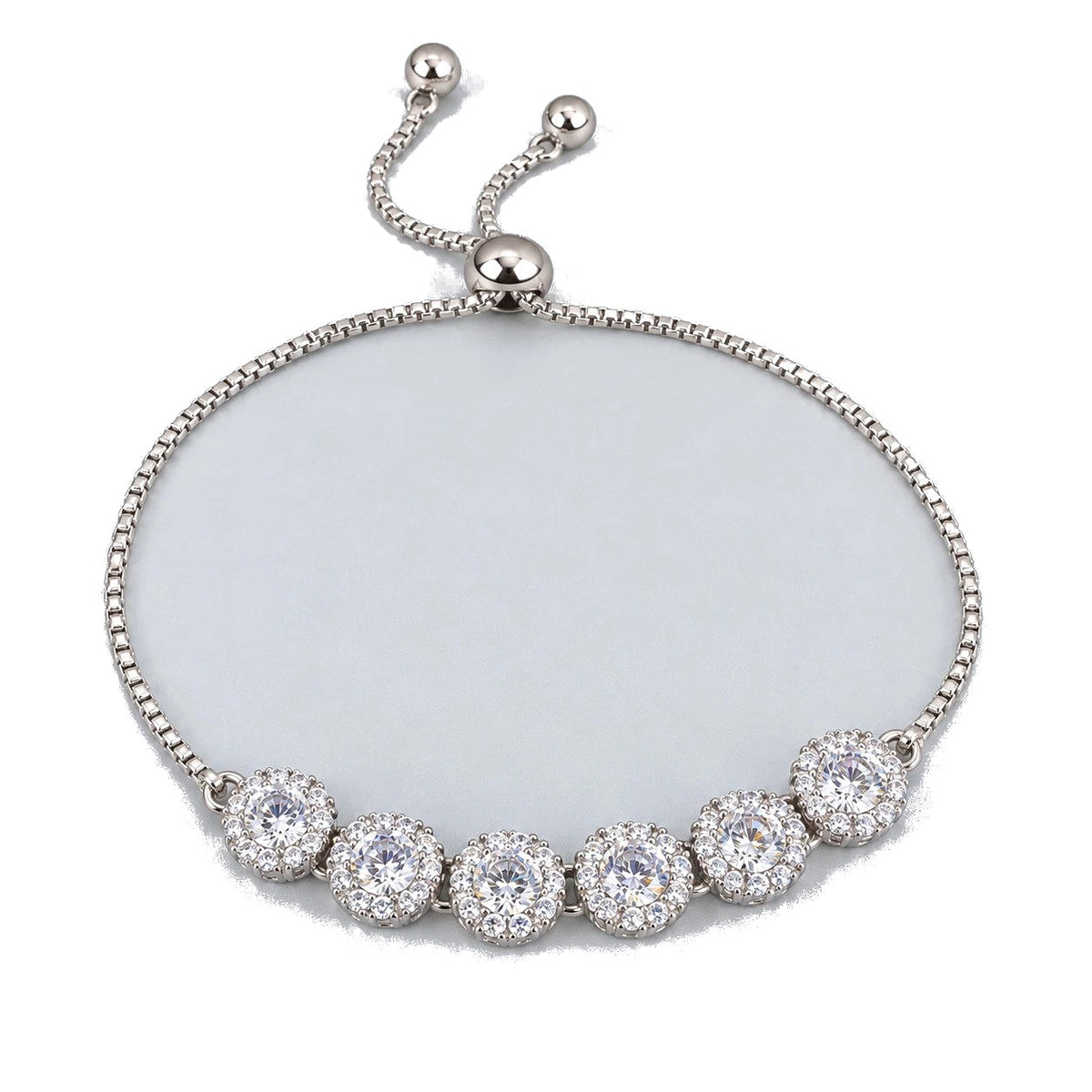 Dainty Silver Chain Bracelet - Crystal Accents, Adjustable