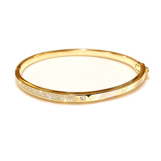 Slim Textured Gold-Tone Bangle - Sparkling Front, Everyday