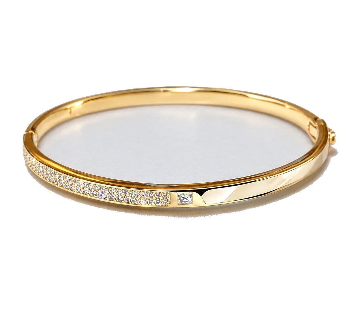 Slim Textured Gold-Tone Bangle - Sparkling Front, Everyday