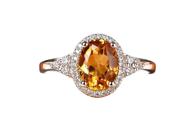 Champagne Oval Halo Ring - Silver-Tone Cocktail Ring