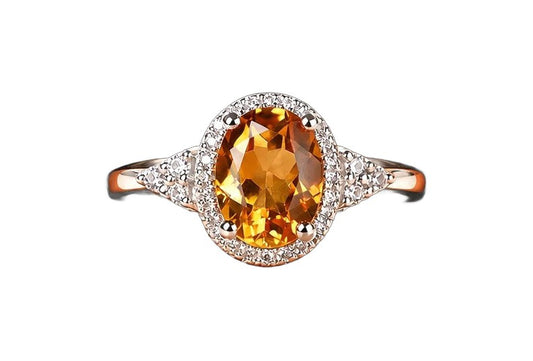 Champagne Oval Halo Ring - Silver-Tone Cocktail Ring