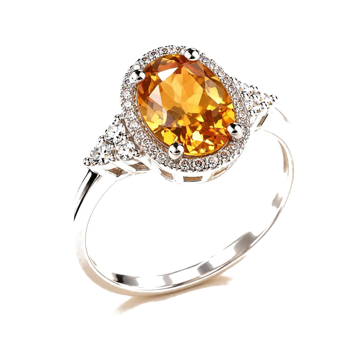 Champagne Oval Halo Ring - Silver-Tone Cocktail Ring