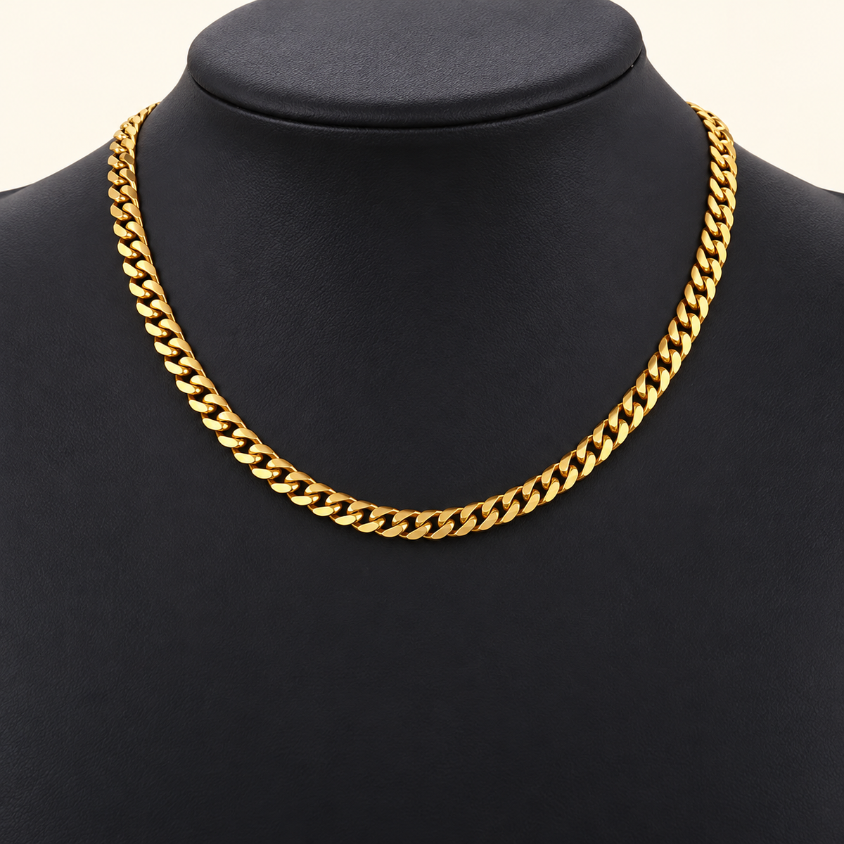 Gold-Tone Cuban Chain Necklace for Men – 20 inch, 5 mm
