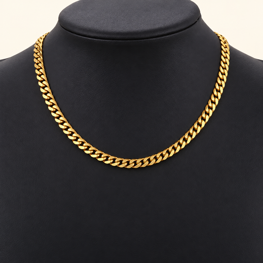 Gold-Tone Cuban Chain Necklace for Men – 20 inch, 5 mm