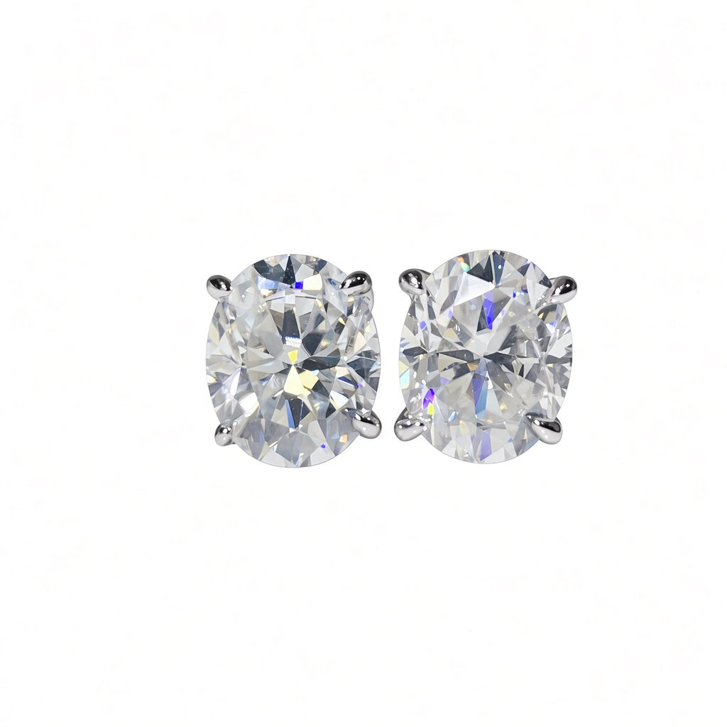 10 Carat Moissanite Stud Earrings for Women, 925 Sterling Silver