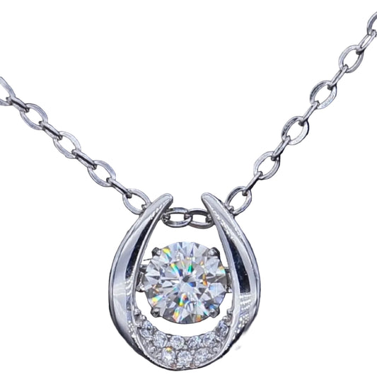 0.5 Carat Moissanite and Zircon Pendant Necklace in Silver on a white background