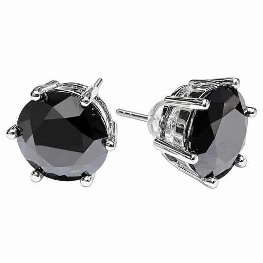 4 Karat Schwarze Moissanit Ohrstecker aus 925er Sterlingsilber