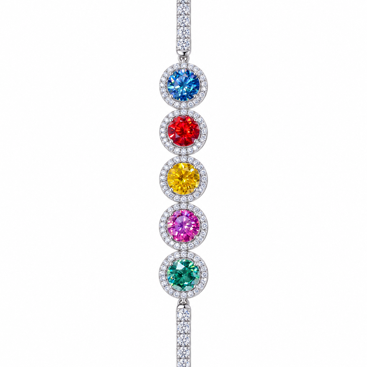 5 Karat Mehrfarbiges Moissanit-Armband aus Sterlingsilber
