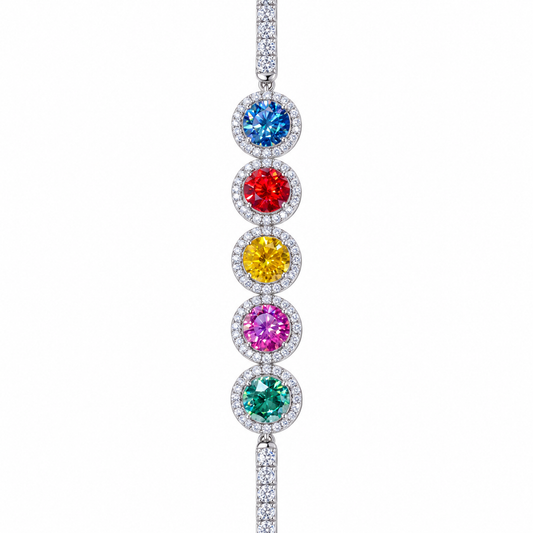5 Karat Mehrfarbiges Moissanit-Armband aus Sterlingsilber