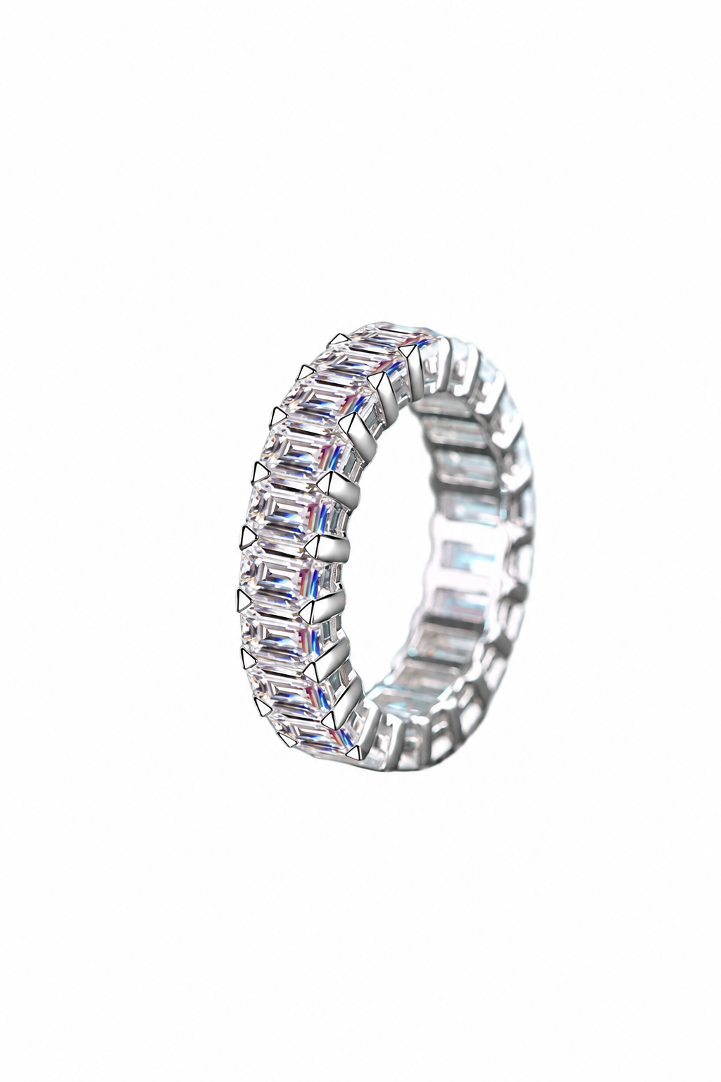 Bague en moissanite de 10,5 carats en argent rhodié