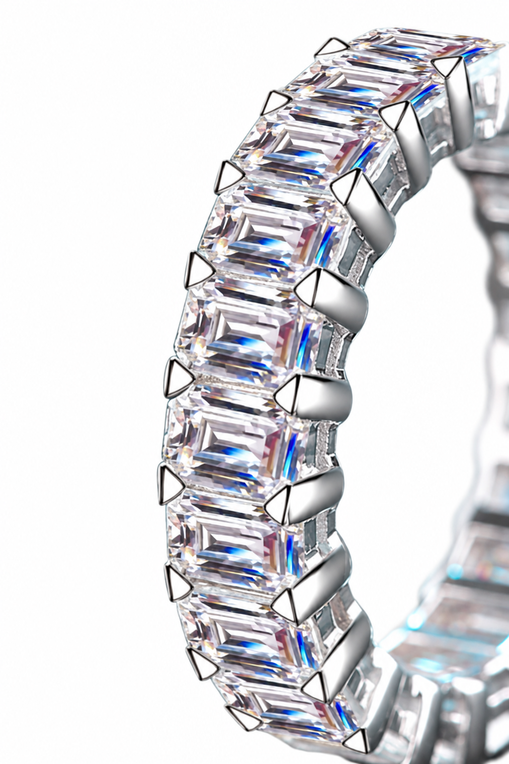 Bague en moissanite de 10,5 carats en argent rhodié