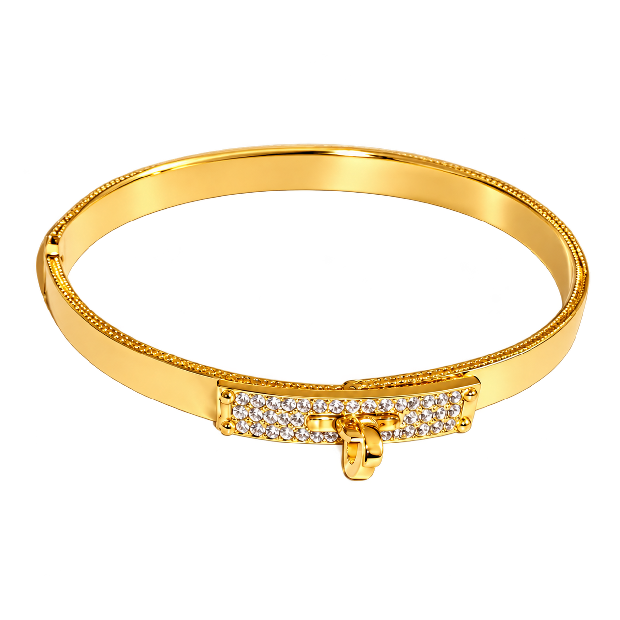 Pave Crystal Bar Bangle - Gold-Tone, Stackable