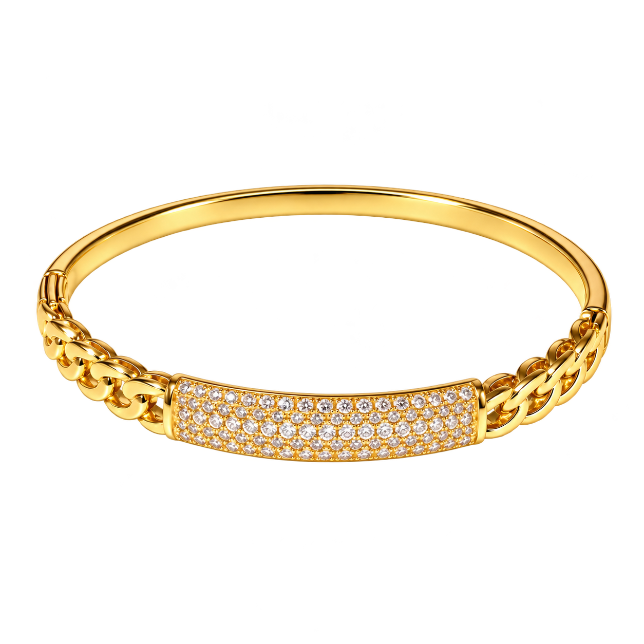 Gold-Tone Chain-Link Crystal Bangle - Modern Stacking Bracelet