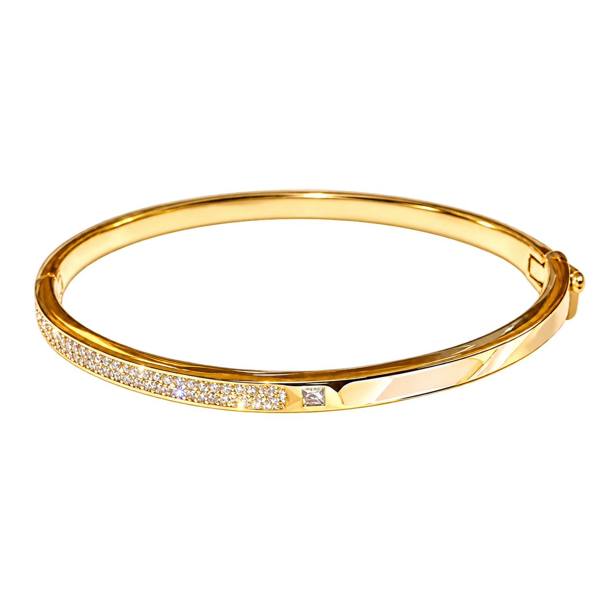 Slim Textured Gold-Tone Bangle - Sparkling Front, Everyday