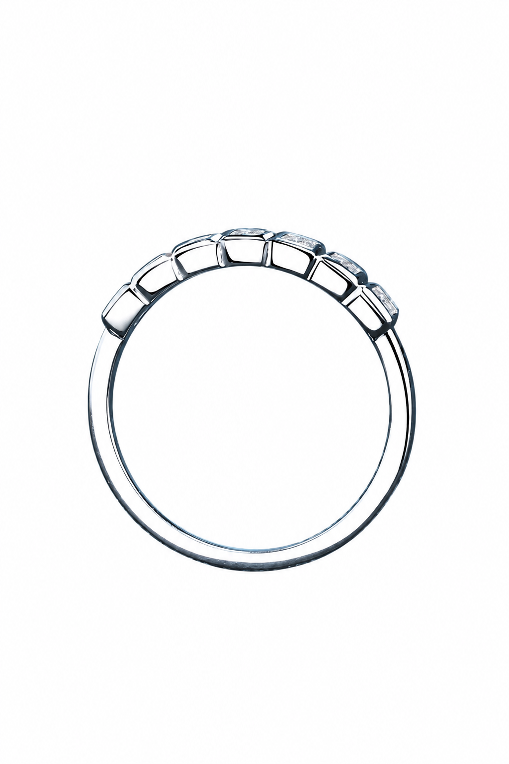 Moissanit-Halb-Memoire-Ring aus rhodinisiertem Silber
