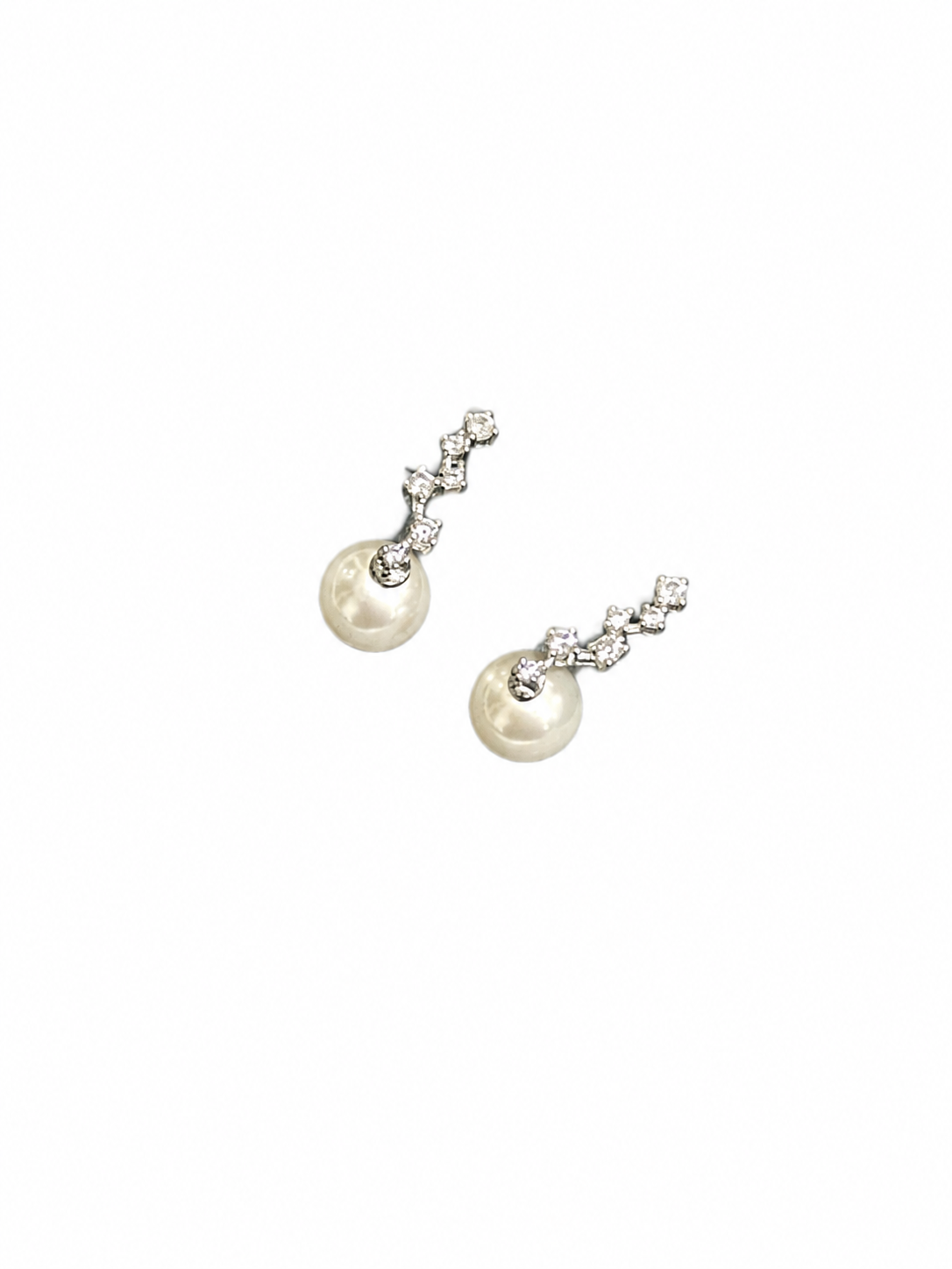 Boucles d'oreilles pendantes en perles et zircons en argent sterling 925