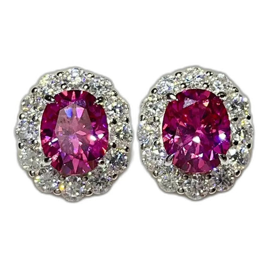 Pink moissanite stud earrings for women