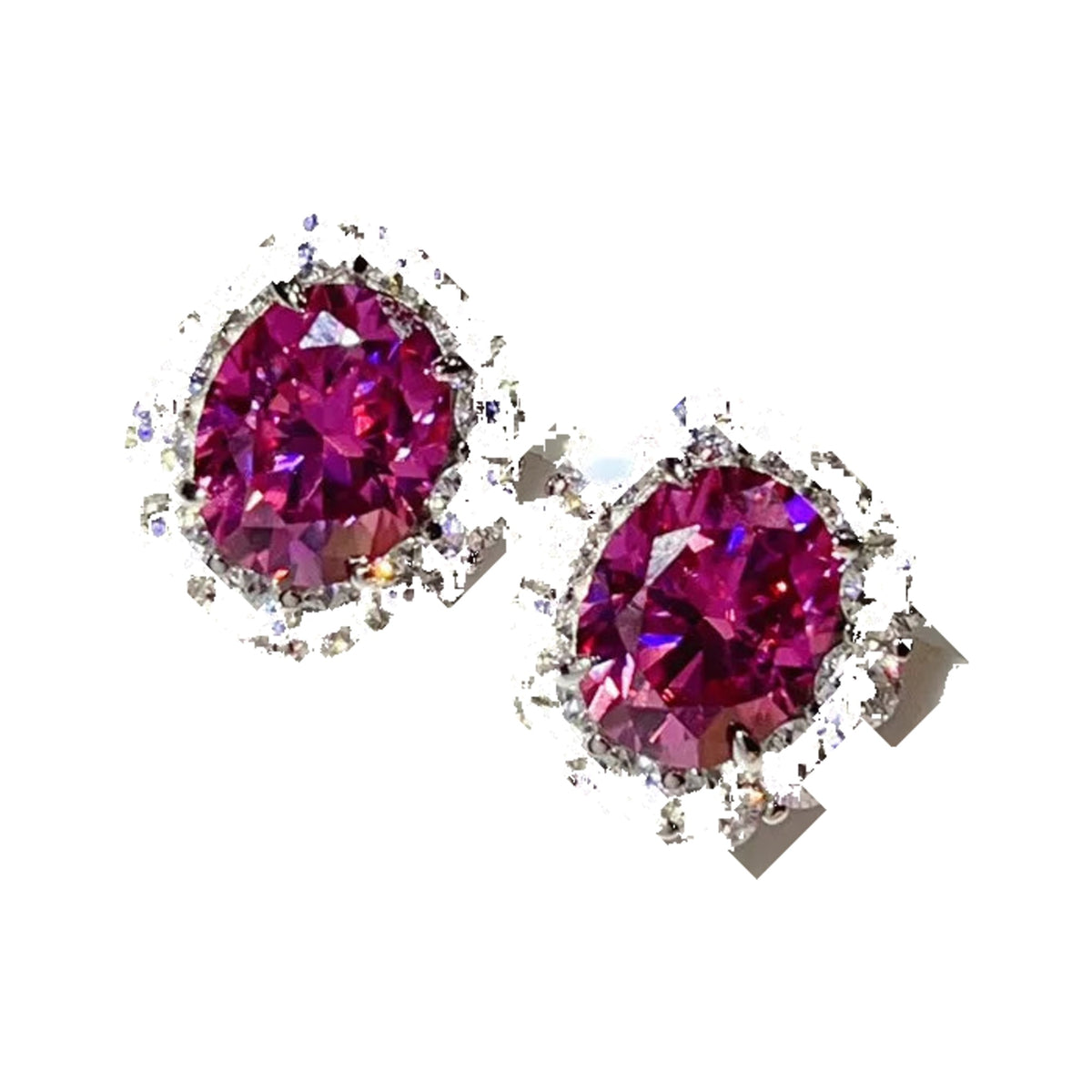 6 Carat Pink Moissanite Stud Earrings for Women, 925 Sterling Silver