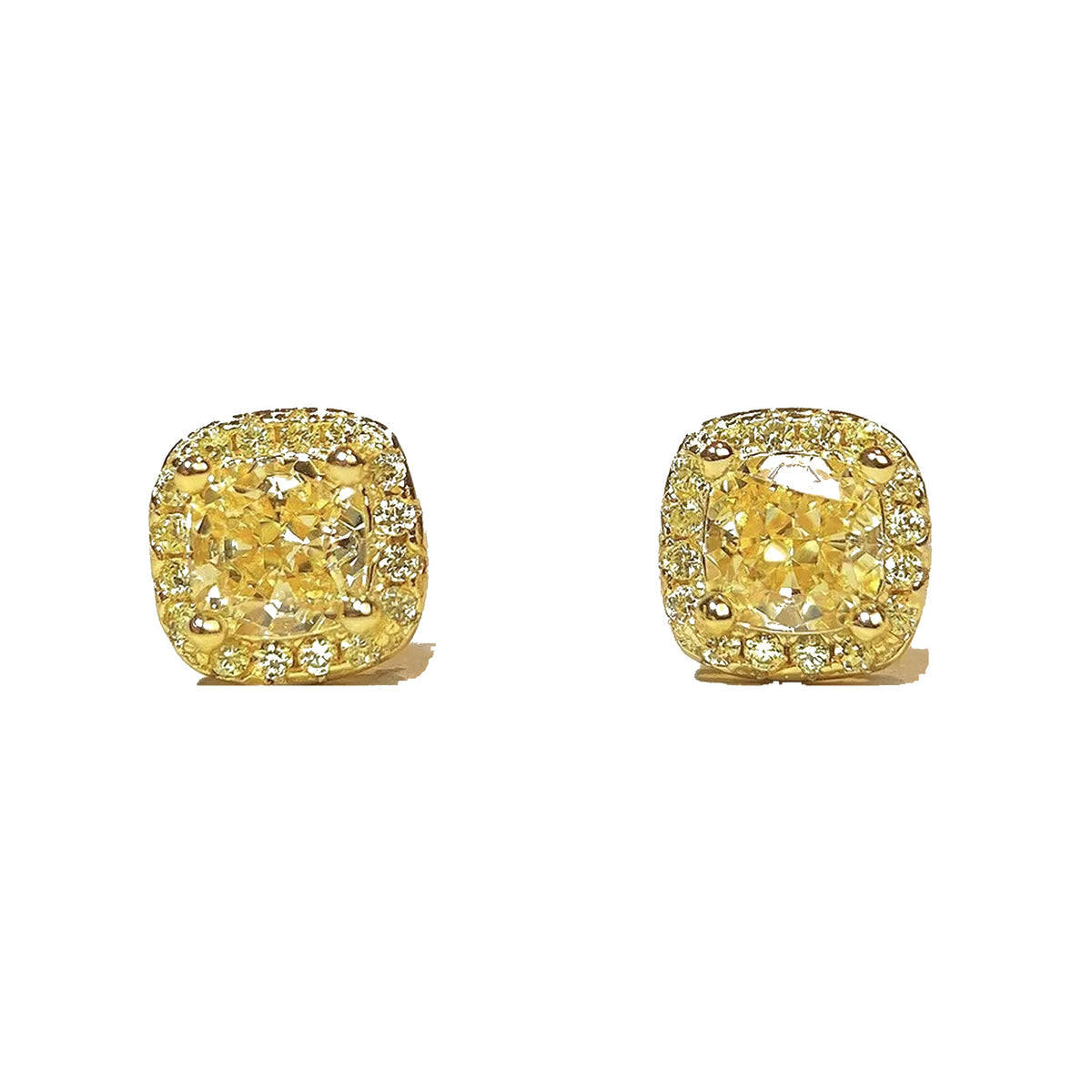 Yellow Zircon Stud Earrings for Women, 925 Sterling Silver