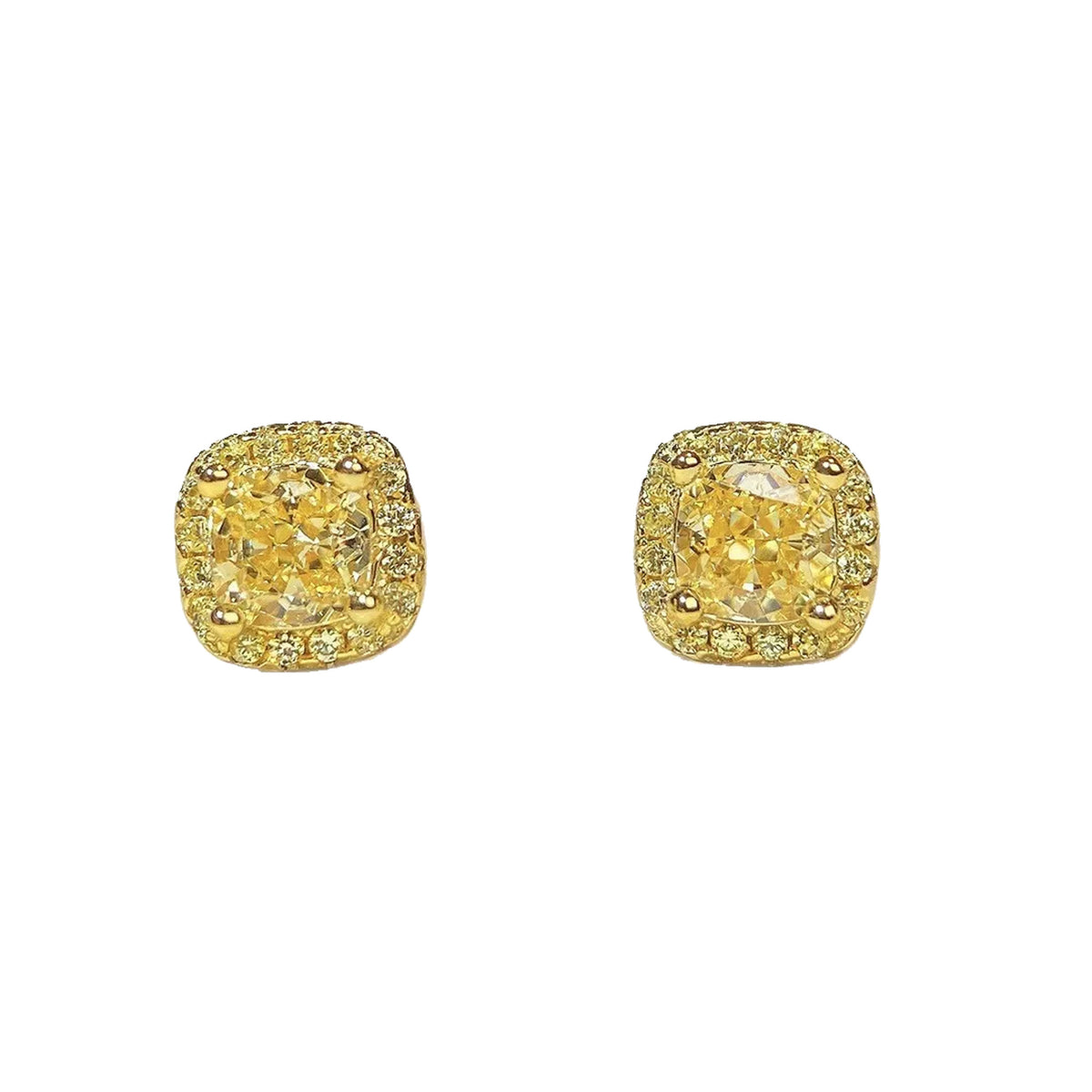 Yellow Zircon Stud Earrings for Women, 925 Sterling Silver