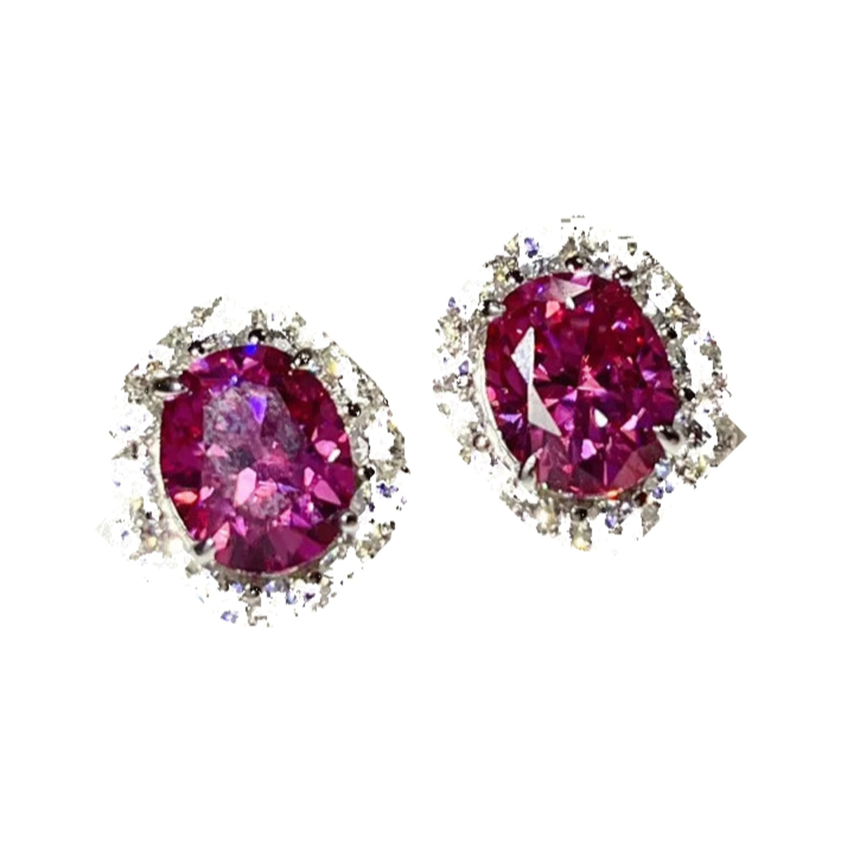 6 Carat Pink Moissanite Stud Earrings for Women, 925 Sterling Silver