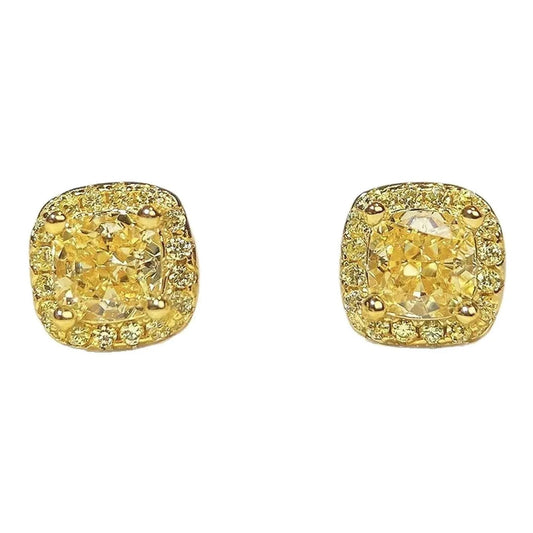 Yellow zircon stud earrings for women