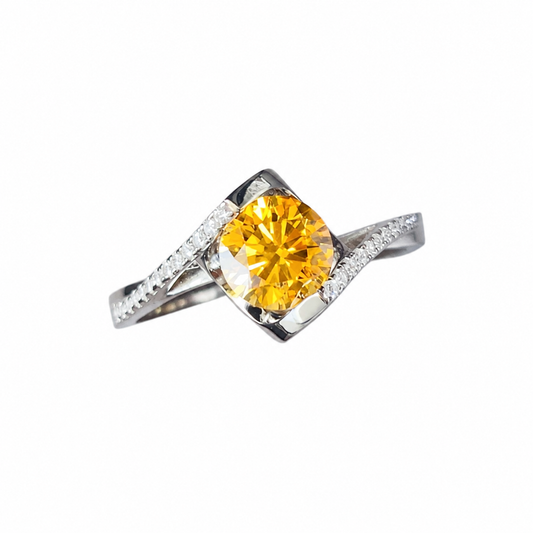 1 Karat Moissanit- & Zirkonia-Ring aus 925er Sterlingsilber