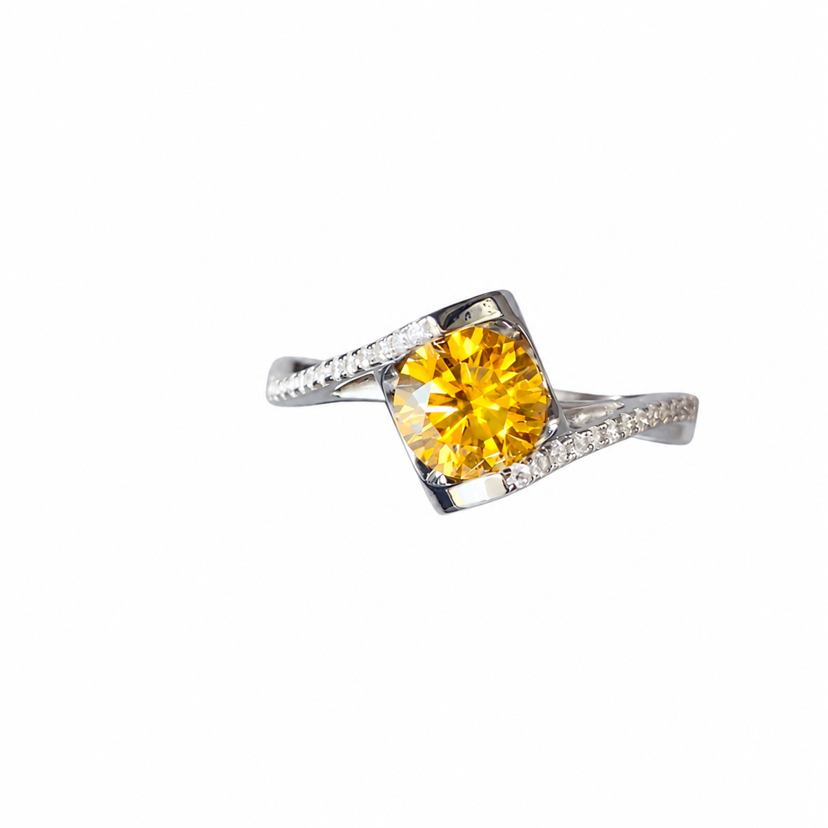 Bague en moissanite et zircon de 1 carat en argent sterling 925